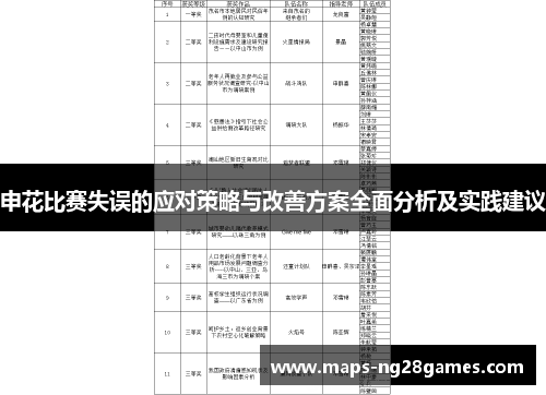 申花比赛失误的应对策略与改善方案全面分析及实践建议